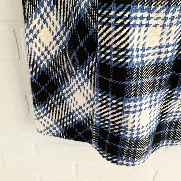 Anthropologie x Maeve Mini Pencil Skirt Plaid Pockets Academia Blue Black Sz 14 - Picture 12 of 16